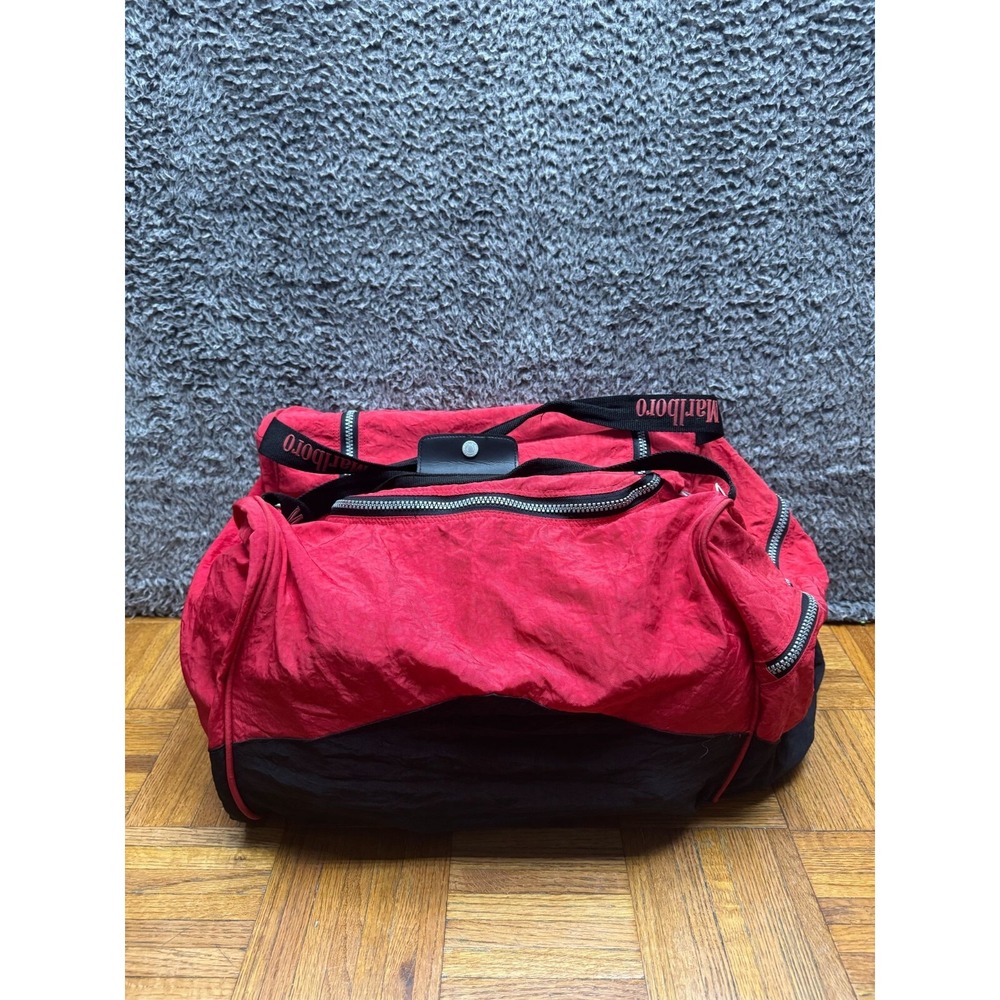 Vintage 90s Marlboro Unlimited Racing Team Red Duffle‎ Gym Bag